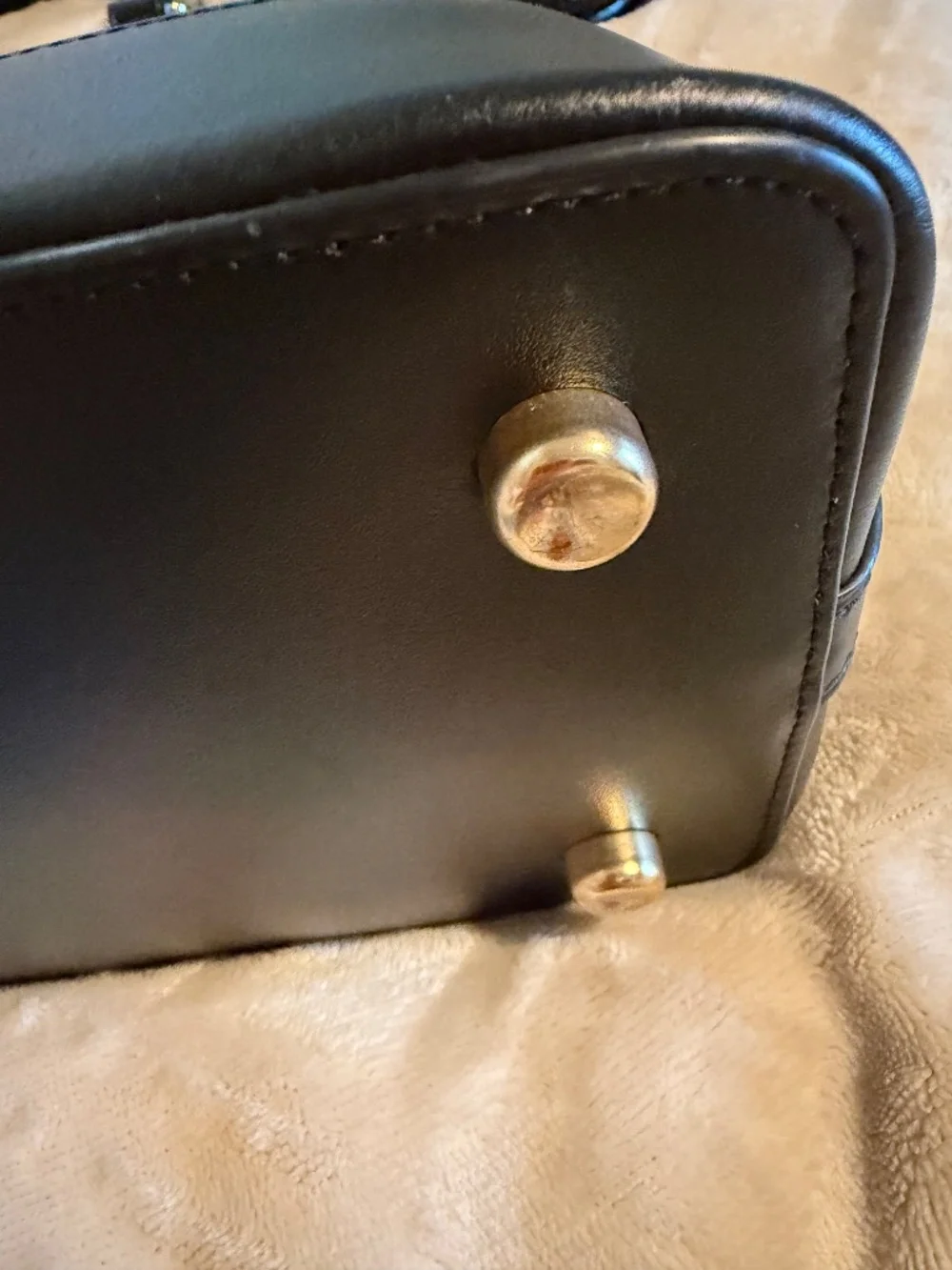 Authentic Coach Black Leather Dome Satchel – Gold Accents , with Strap